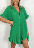 Katja grøn plisseret kjole ☀️