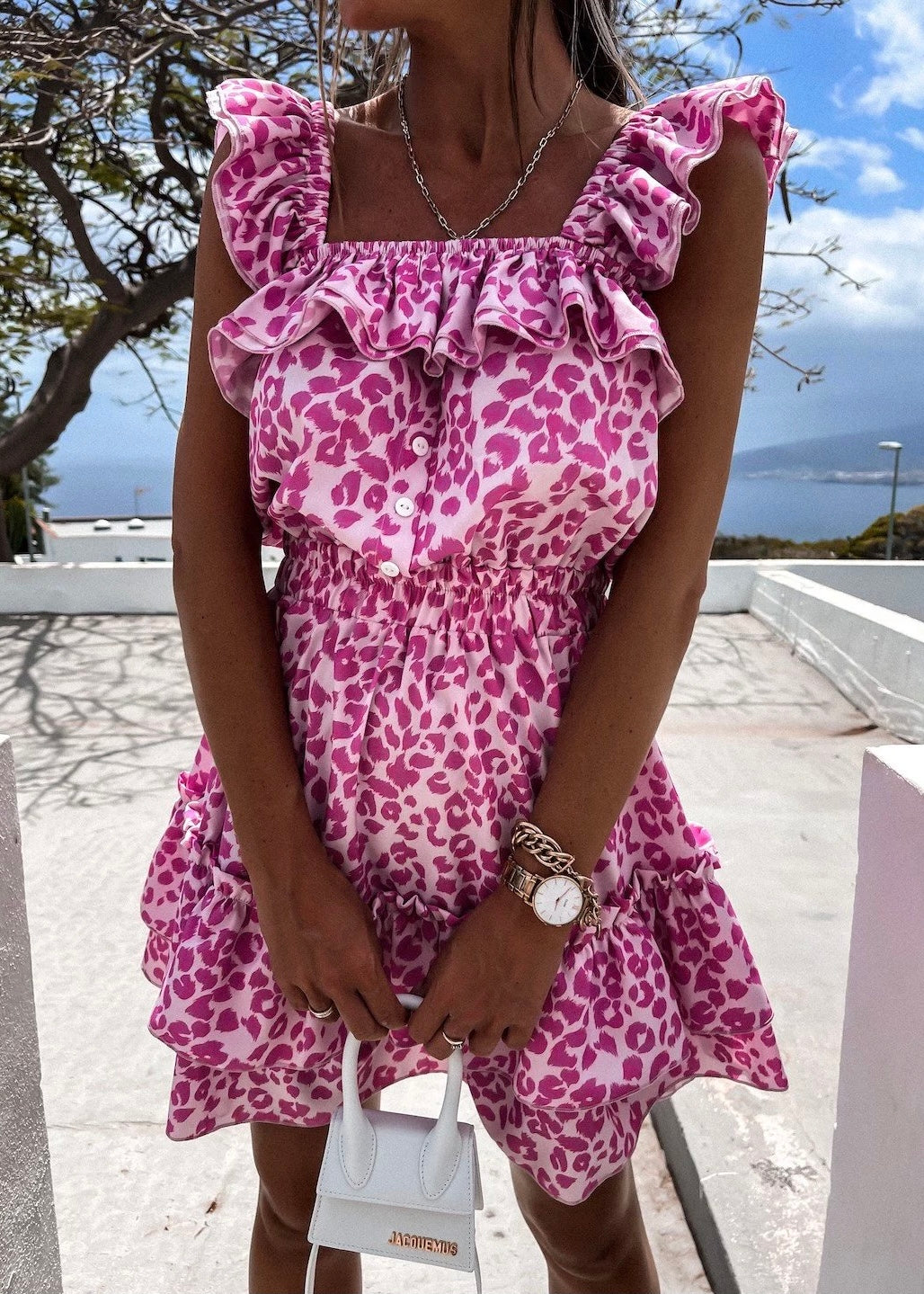 April pink summer kjole med flæser