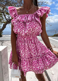April pink summer kjole med flæser