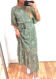 Tulisa olive green maxi kjole